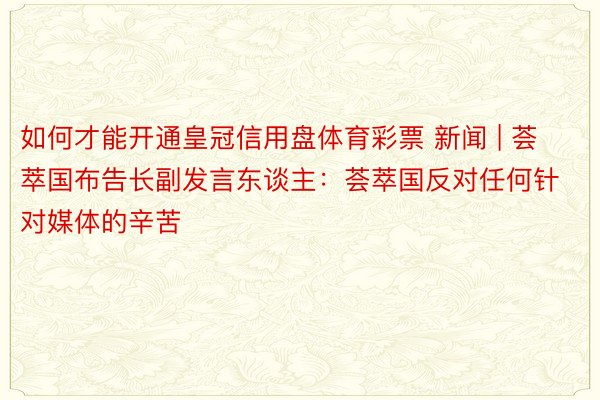 如何才能开通皇冠信用盘体育彩票 新闻 | 荟萃国布告长副发言东谈主：荟萃国反对任何针对媒体的辛苦