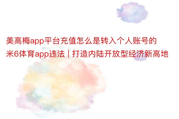 美高梅app平台充值怎么是转入个人账号的米6体育app违法 | 打造内陆开放型经济新高地