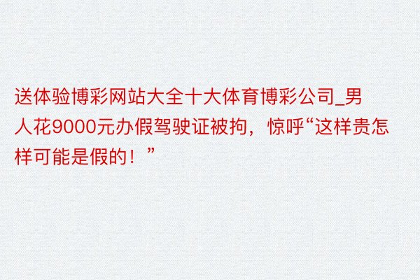 送体验博彩网站大全十大体育博彩公司_男人花9000元办假驾驶证被拘，惊呼“这样贵怎样可能是假的！”